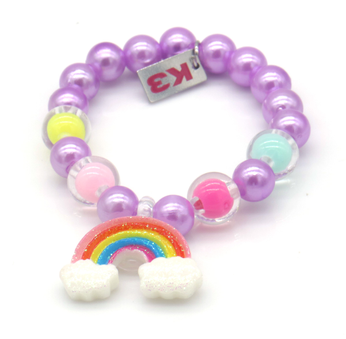 D-F14.2 K3-ZSB027 Bijoux Armband Paars met Regenboog
