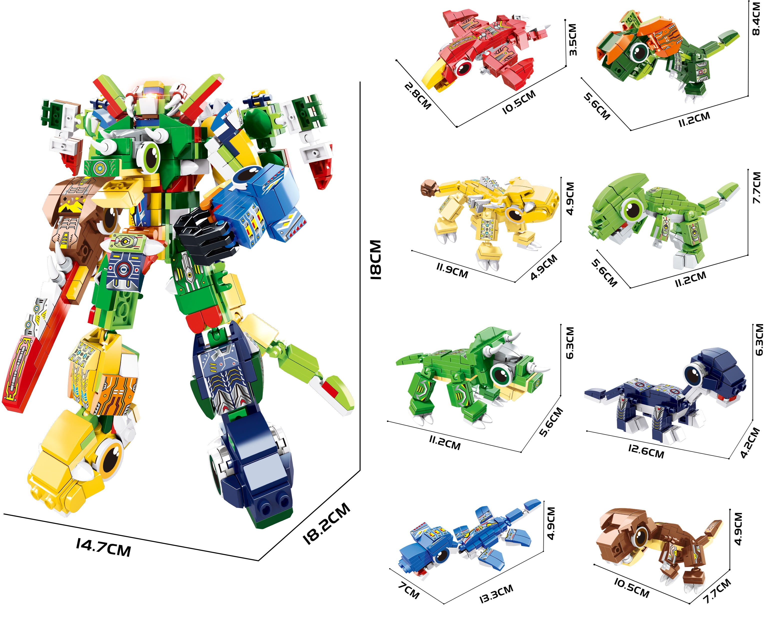 Y-E3.2 BB011 Building Block Set Dinosaur Ranger 8 in 1 - 791pcs | 68936