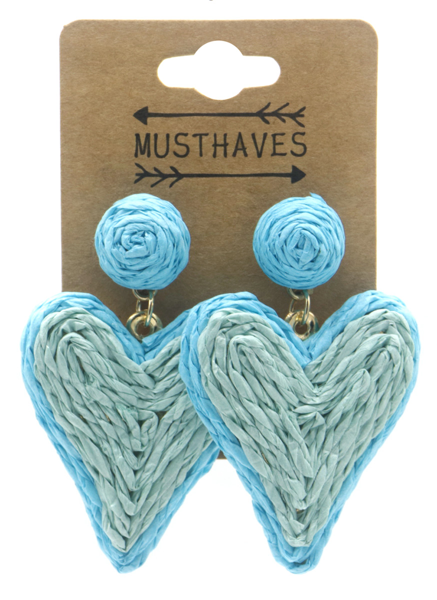 H-B11.2 E1028-009-3 Statement Earrings Heart 6x4cm Blue