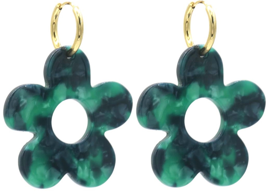 F-A5.4 E221-530 No. 9. S. Steel Earrings Flower 5cm