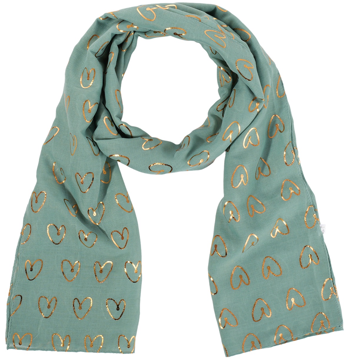 X-K5.1 SCARF1110-001-6 Summer Scarf Hearts 180x70cm Green