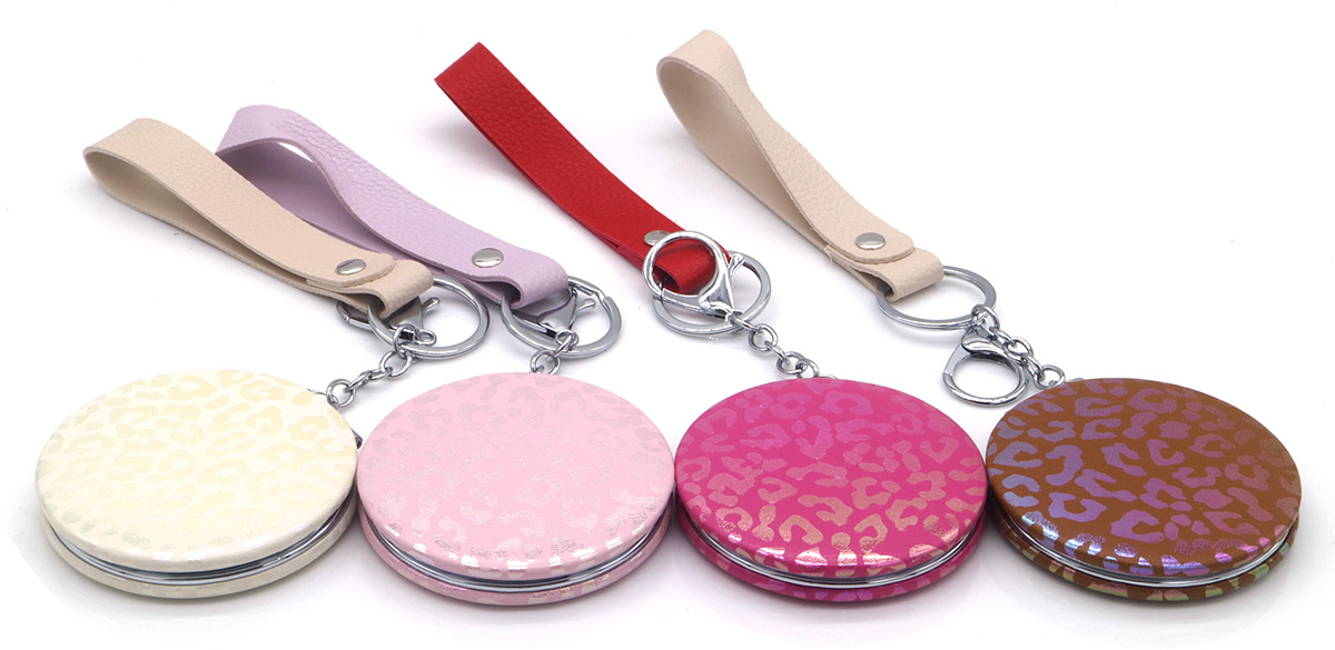 R-D6.1 MIRROR1012-002 Cosmetic Mirror 7cm with PU Strap - 12pcs
