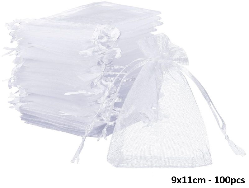 T-D2.1 PK1032-009 Organza Bag 9x11cm White - 100pcs T-D2.1 PK1032-009 Organza Bag 9x11cm White - 100pcs