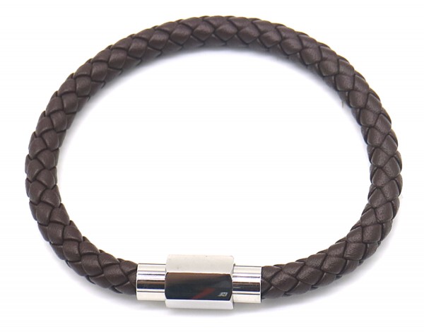 C-B11.1 B1643-001 Leather with S. Steel Bracelet Brown 22.5cm