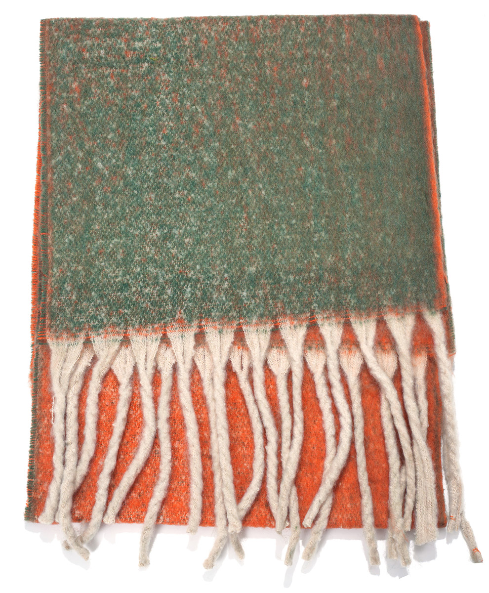 K-D8.2  SCARF705-176-3 Winter Scarf 190x40cm - Green-Orange