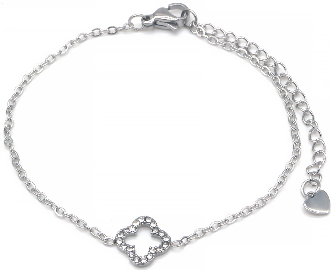A-D6.2 B089-022S S. Steel Bracelet Clover Crystals