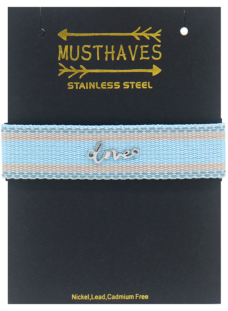 E-F8.3 B220-061 Knitted S. Steel Bracelet LOVE Blue-Silver
