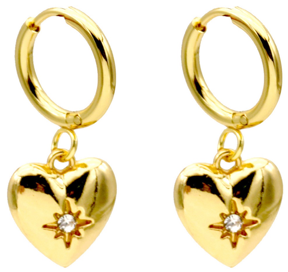 B-E4.5 E2612-206G S. Steel Earrings Heart 3x1.2cm