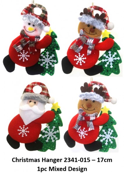 Z-E2.2 KY2341-015 Christmas Hanger 17cm - Mixed Design - 1pc