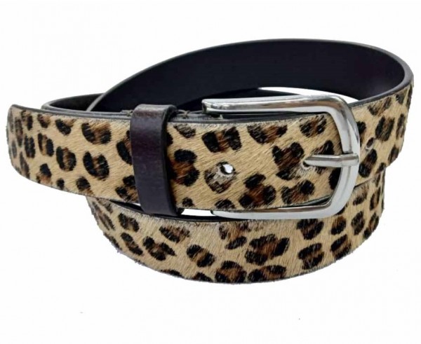 C-D12.1 W020 Leather Belt Leopard 3x85cm