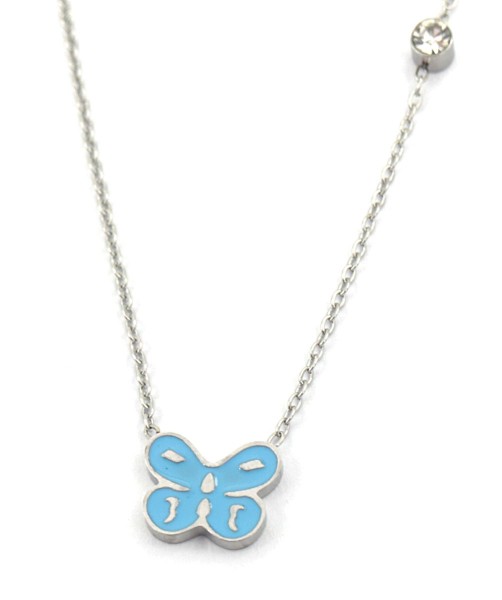 C-C2.3 N031-010S S. Steel Necklace Butterfly for Kids