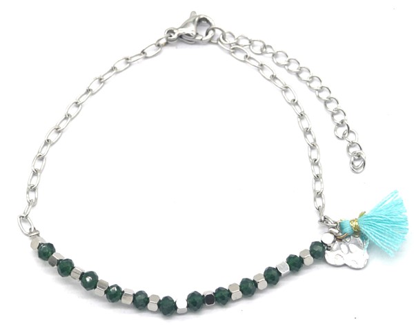 E-F2.3 B031-021S S. Steel Bracelet Beads - Tassel