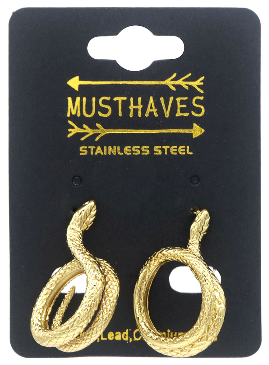 E-E24.2  E126-089G S. Steel Earrings Snake 3cm