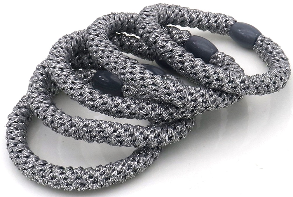 I-D4.3 H2253-004-017-6 Hair Elastics 5pcs Glitter Silver