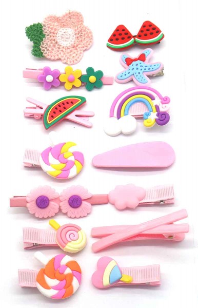 D-F25.1 H713-001 Kids Hair Fashion Set 14pcs Pink