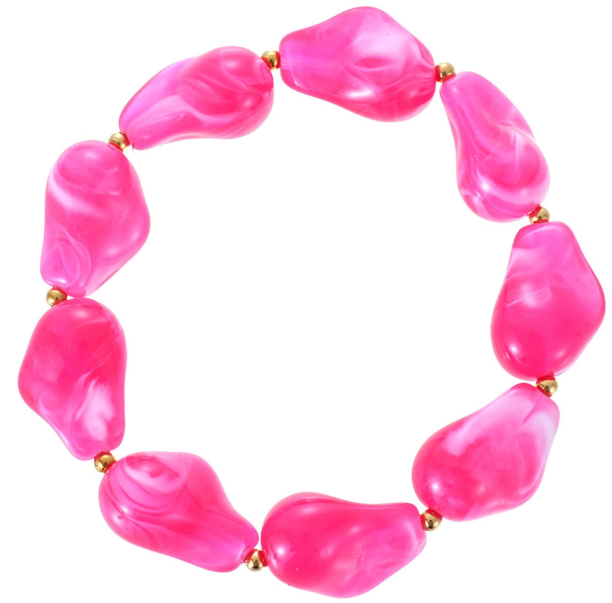 C-A4.4 BN1144-023-6 Steel BraceletAcrylic Beads Elastic Fuchsia