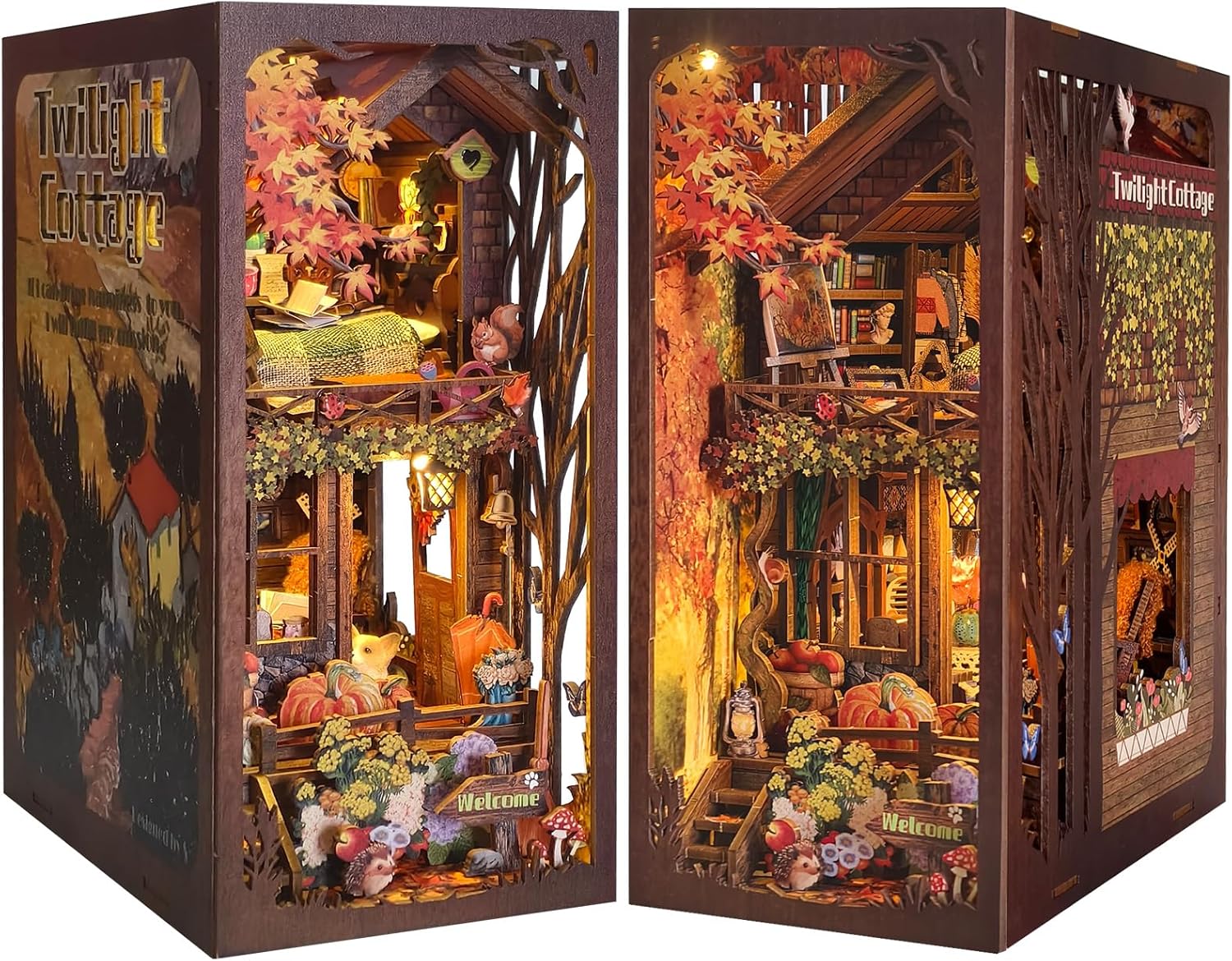T-E3.1 TOY1153-001-5 Book Nook Wooden 3D Puzzle Autumn Cottage