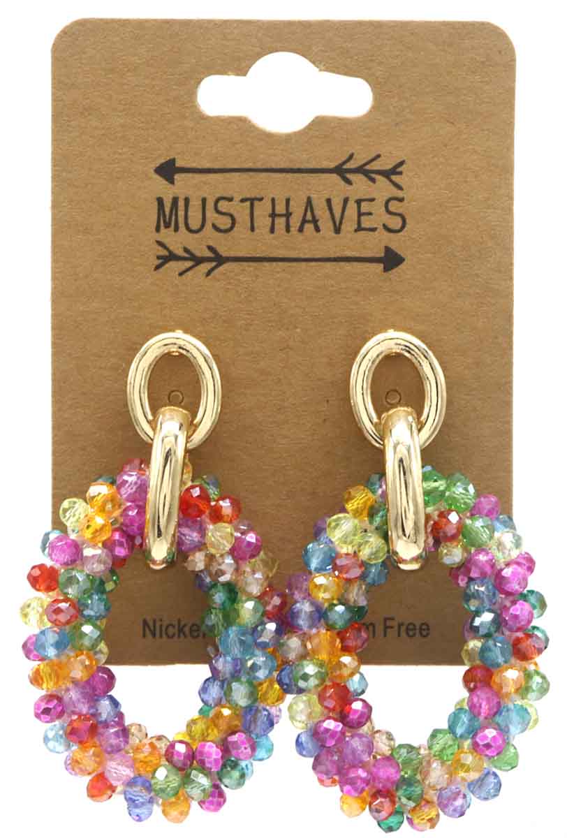 D-E2.1  E725-001 No. 10 Earrings Glass 5cm Multi
