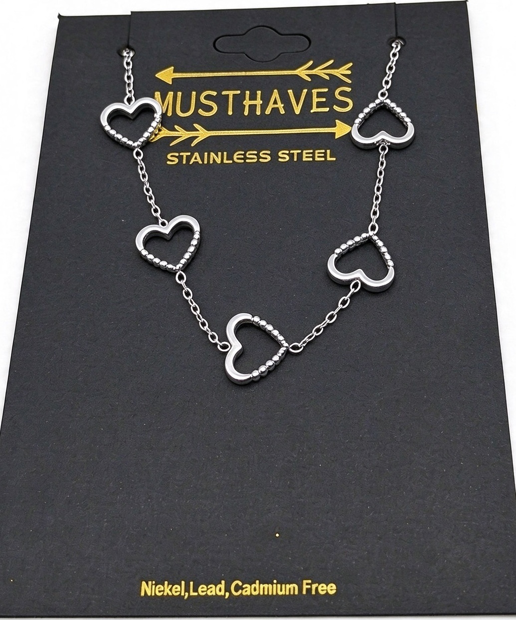 A-B17.1 B2616-045S S. Steel Bracelet Hearts 16-21cm