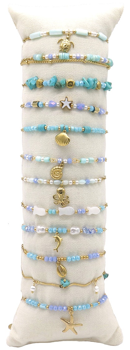 D-A24.1  B221-498 Stainless Steel Bracelet Set on Pillow - 12pcs