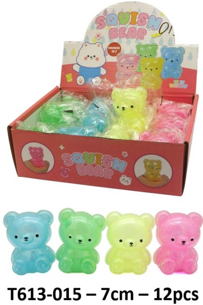 Q-H3.2 T613-015 Squish Ball Bear 7cm  - 12pcs