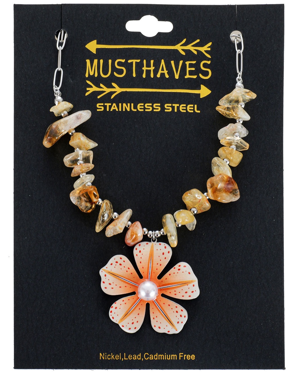 G-B10.2 N1160-028S S. Steel Necklace Stones-Flower 40-45cm