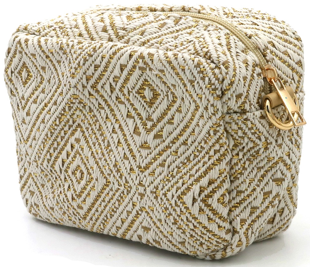 R-J8.1  BAG1119-003-3 Fabric Bag Glitter 18x12.5x7cm Brown