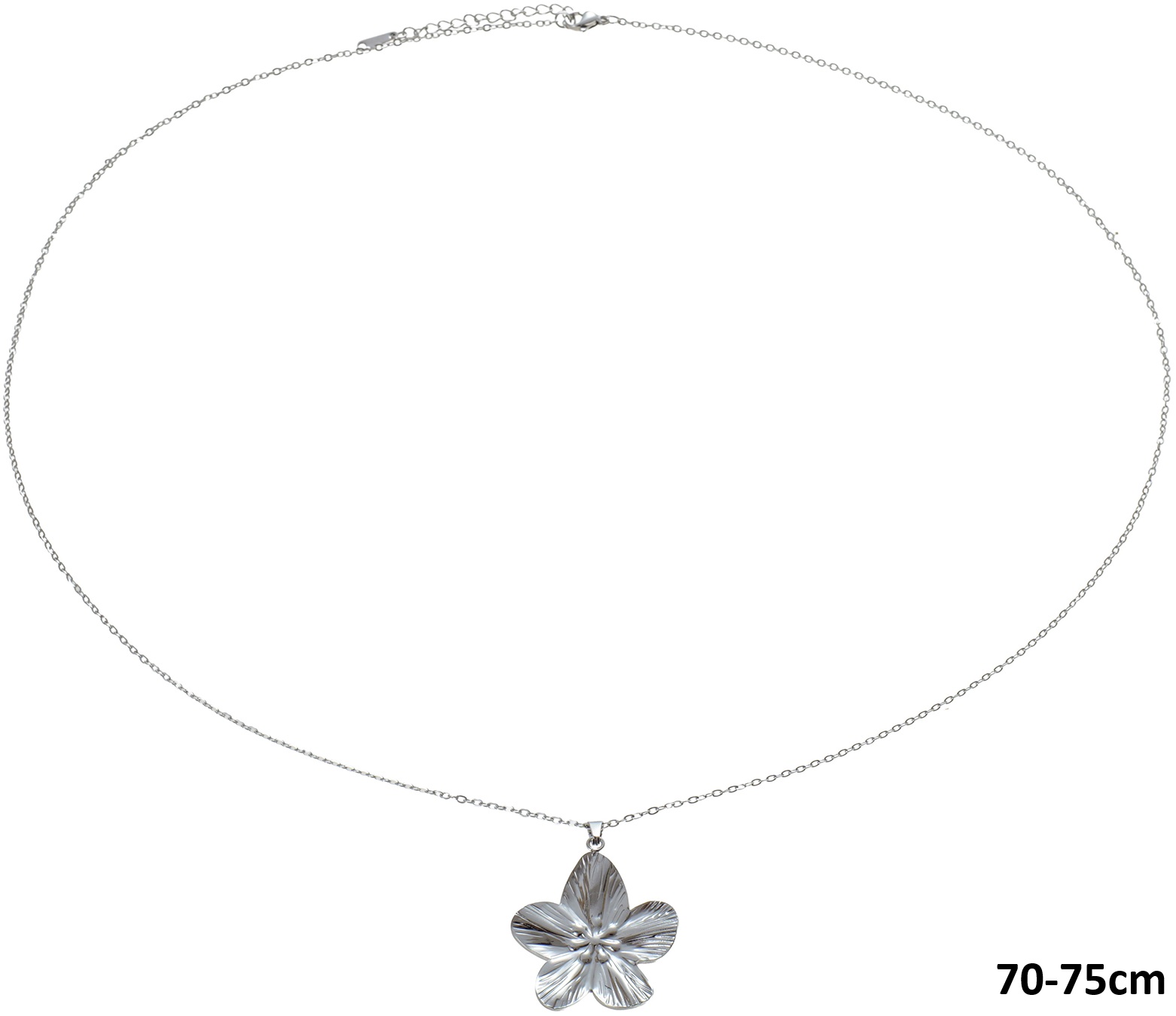 H-D4.1 N2618-043S S. Steel Necklace Flower 70-75cm Long