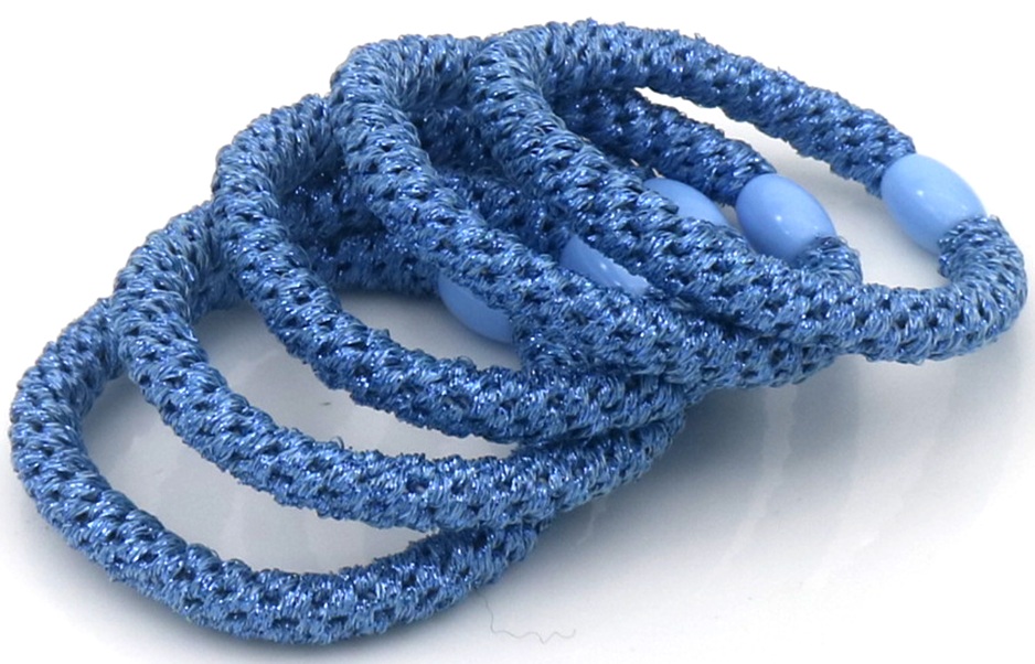 G-A8.3 H2253-004-017-7 Hair Elastics 5pcs Glitter Blue