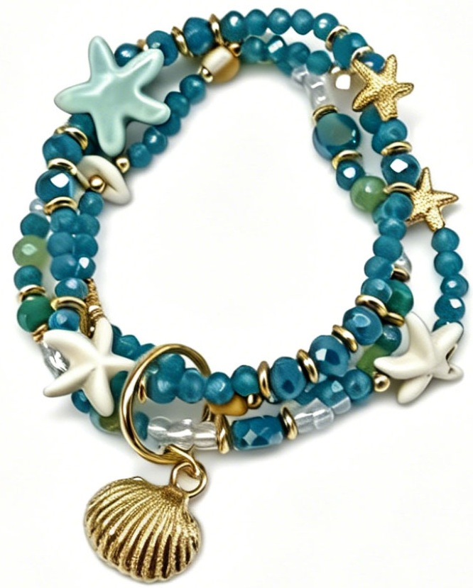 H-B18.3 B1670-082 Bracelet Set Faceted Glassbeads Blue