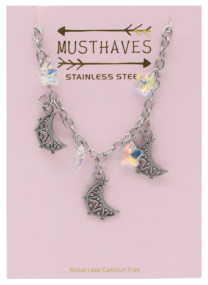 E-B5.2 B2053-001 S. Steel Bracelet Moon and Stars 14 - 17cm 