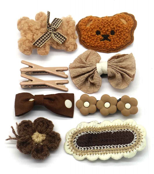 C-F25.1 H713-002 Kids Hair Fashion Set 9pcs Brown