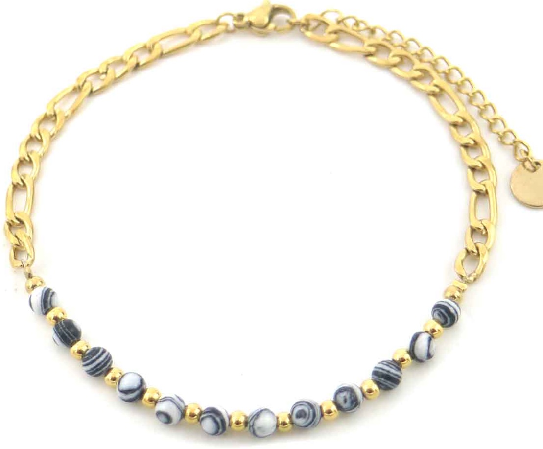I-C21.1 ANK103-004-2 S. Steel Anklet Stones