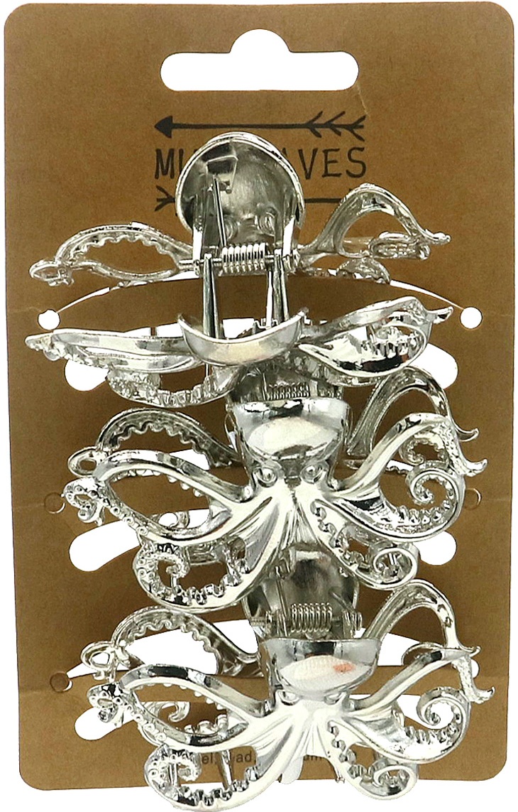 S-B4.3 H1127-005S Metal Hair Claw 6cm Octopus - 3pcs