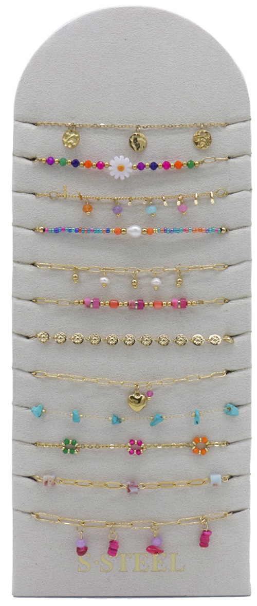 X-K3.1  B831-010G S. Steel Bracelets Set on Display - 12pcs