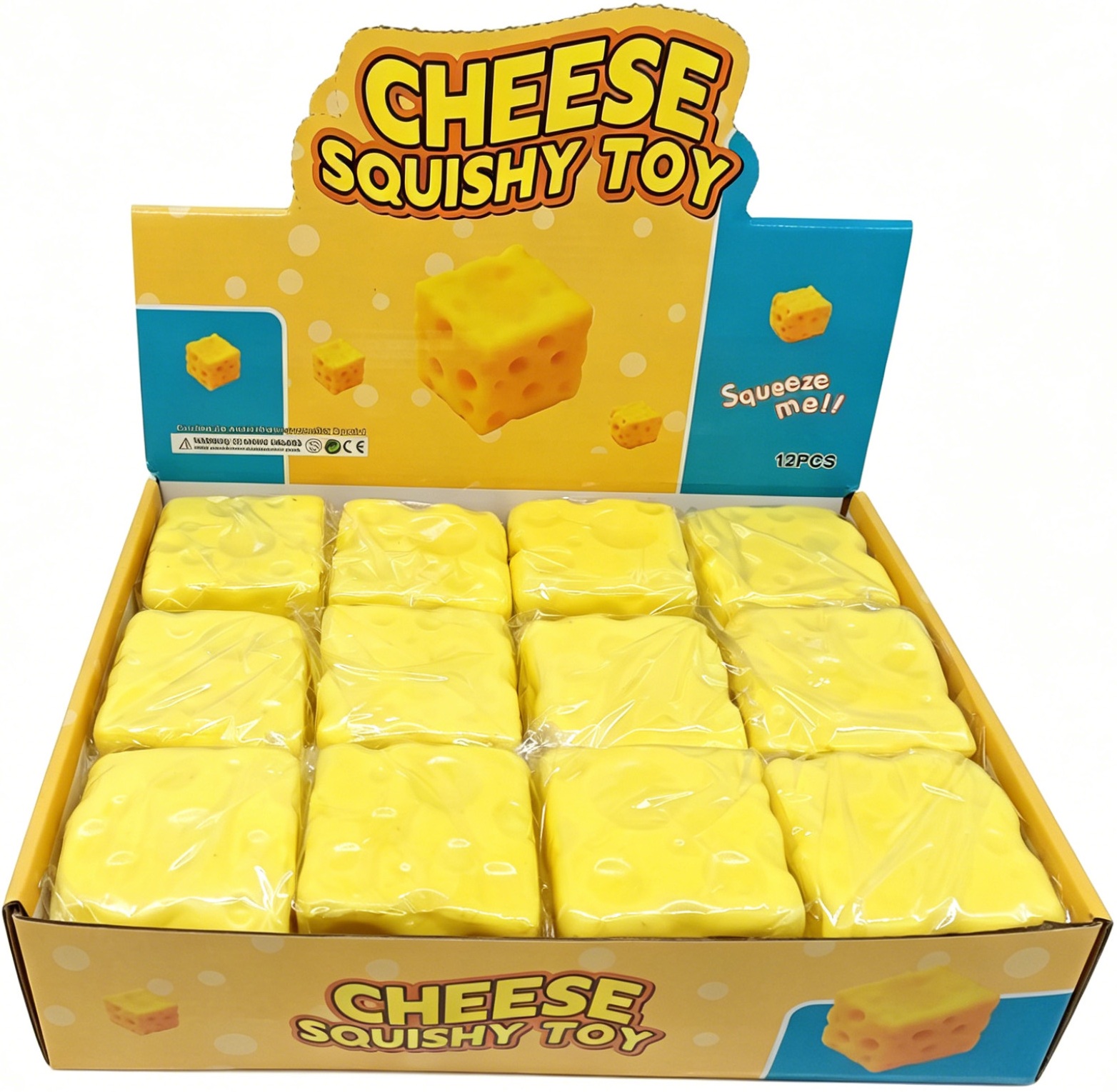 T-L7.1 TOY019-002 Squishy Cheese Slow Rising 7x7cm - 12pcs