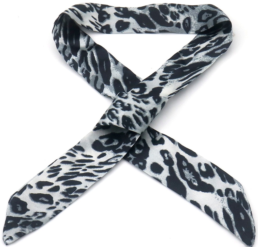 E-B3.2 H1130-001-13 Hair Ribbon Leopard 85x3.5cm Grey