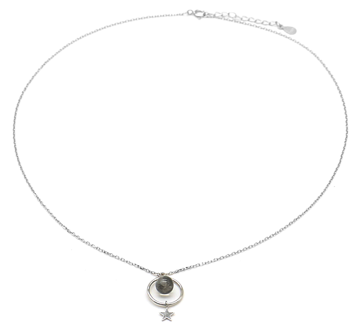 B-F17.5 SN104-404 925S Silver Necklace Stone and Star