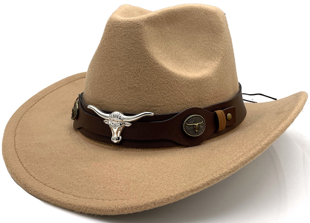 Z-C4.6 HAT1104-001-2 Western Hat Bull - #57 Light  Brown
