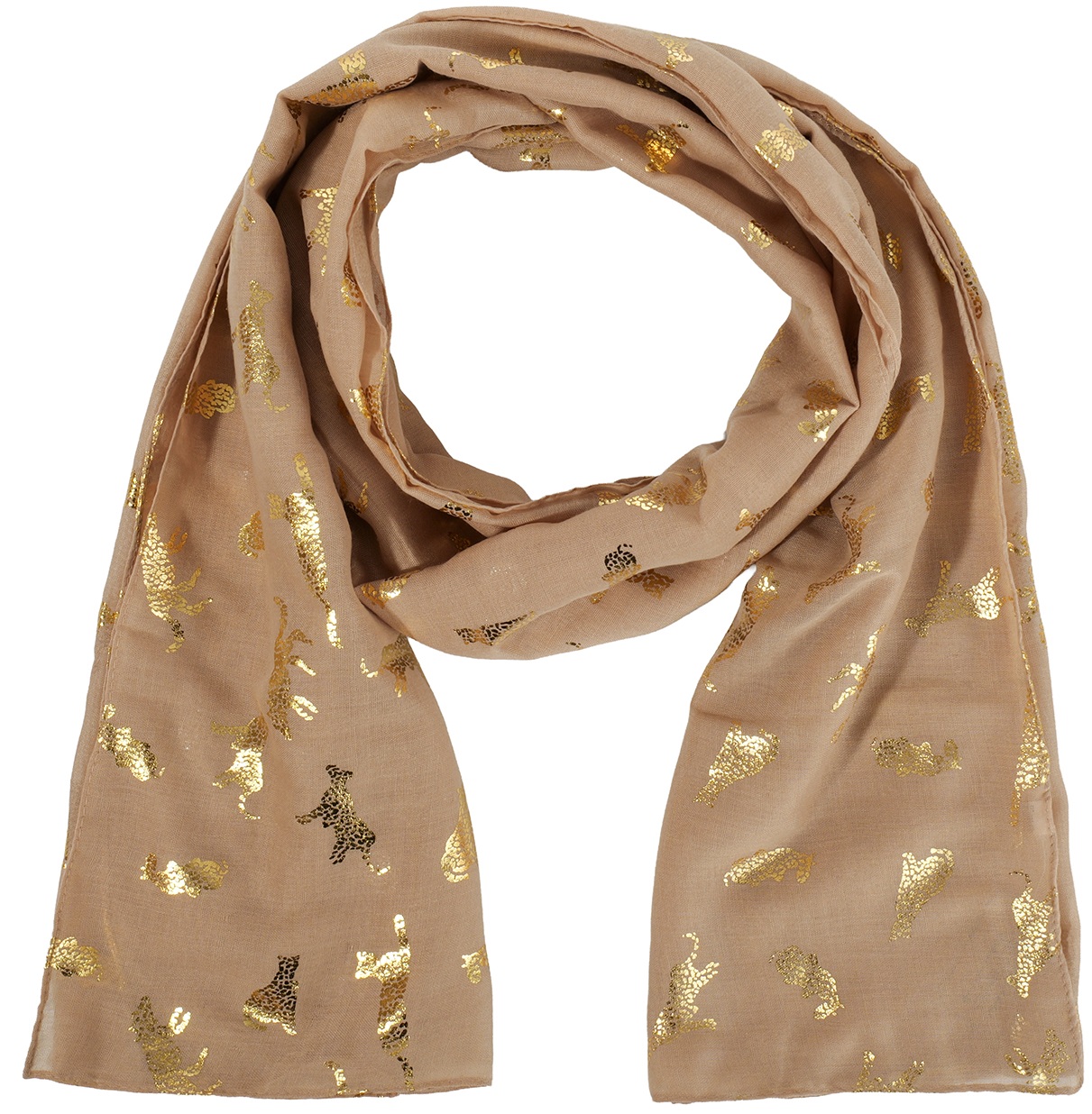 X-N5.1 SCARF1110-004-2 Summer Scarf Leopard 180x70cm Brown