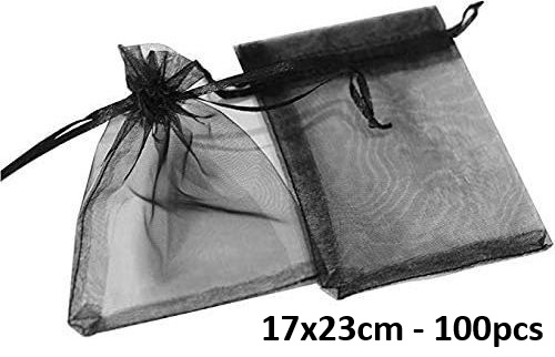T-K4.2 PK1032-009 Organza Bag 17x23cm Black - 100pcs T-K4.2 PK1032-009 Organza Bag 17x23cm Black - 100pcs