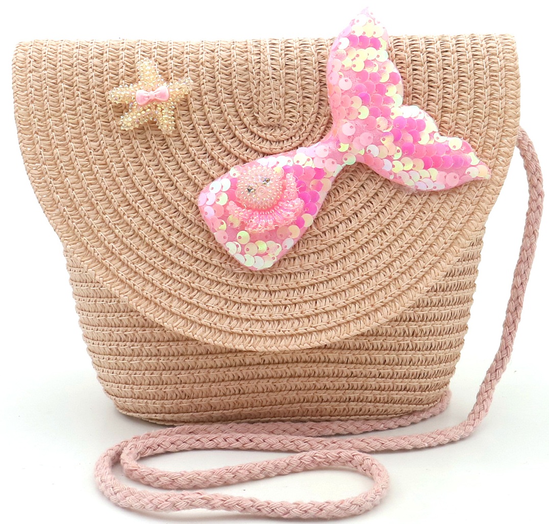 T-J8.2 BAG1120-004-1 Woven Kids Bag Mermaid 19x15x5.5cm Pink