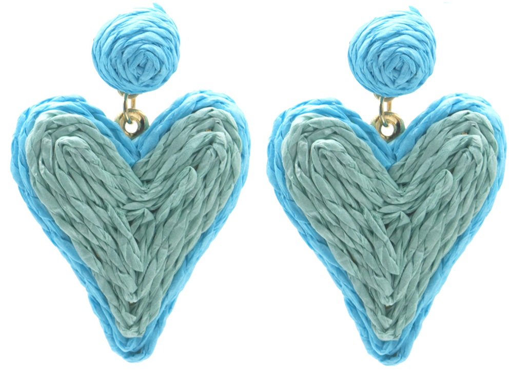 H-B11.2 E1028-009-3 Statement Earrings Heart 6x4cm Blue