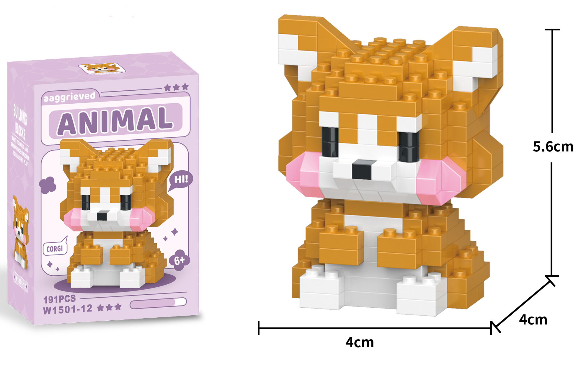 Q-J6.2 W1501-12 Mini Building Block Set Corgi