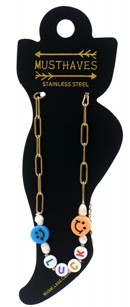 G-F20.4 ANK2126-026G S. Steel Anklet LUCK Gold