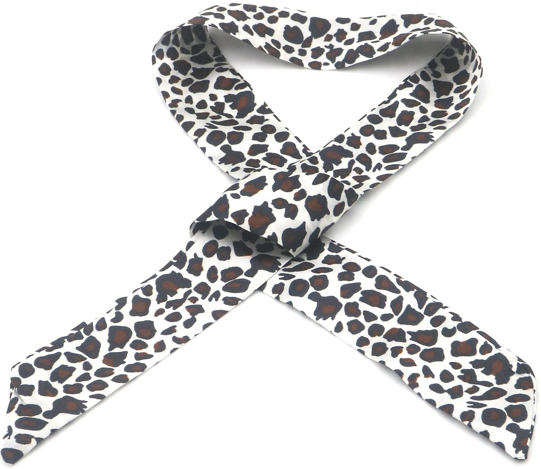 E-F21.3 H1130-001-17 Hair Ribbon Leopard 85x3.5cm White