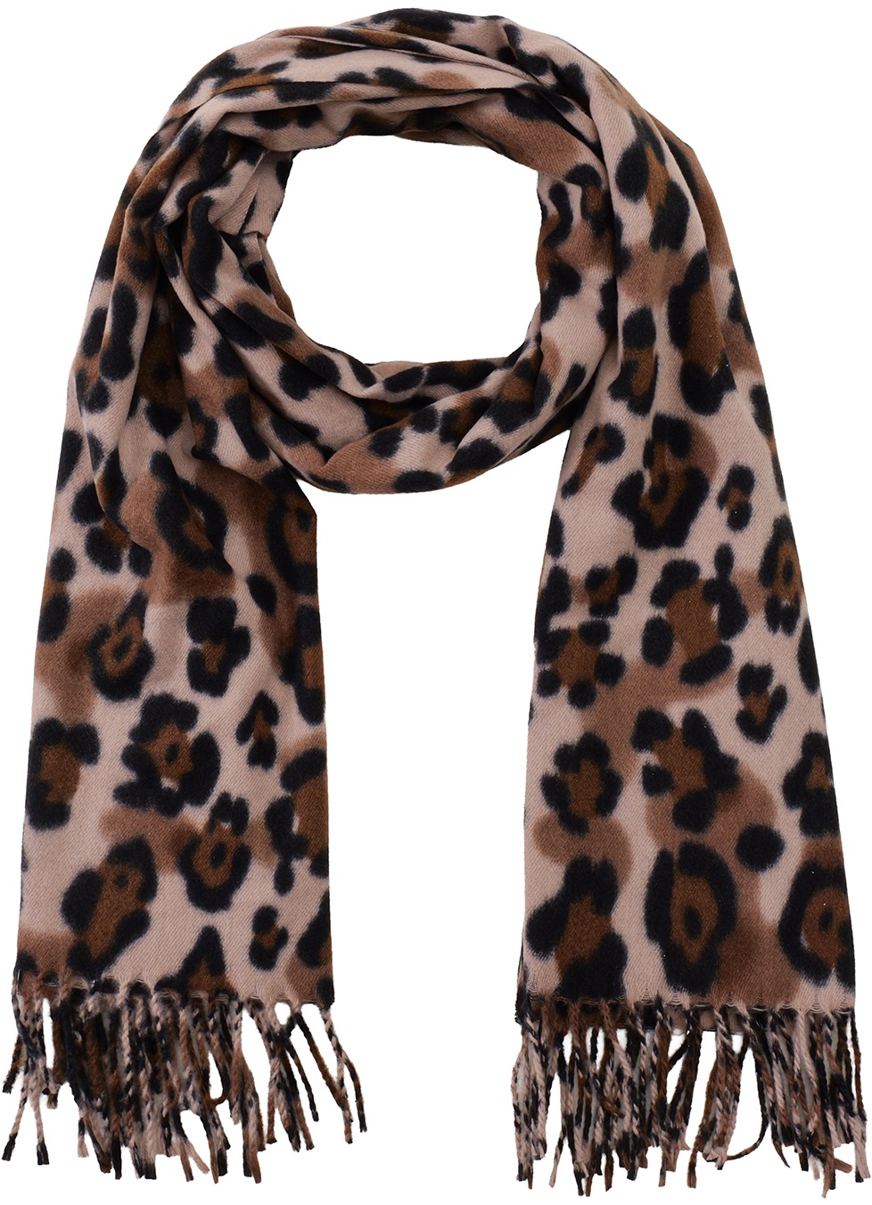 T-C4.1  SCARF405-684-4 Soft Scarf Leopard 180x70cm Brown