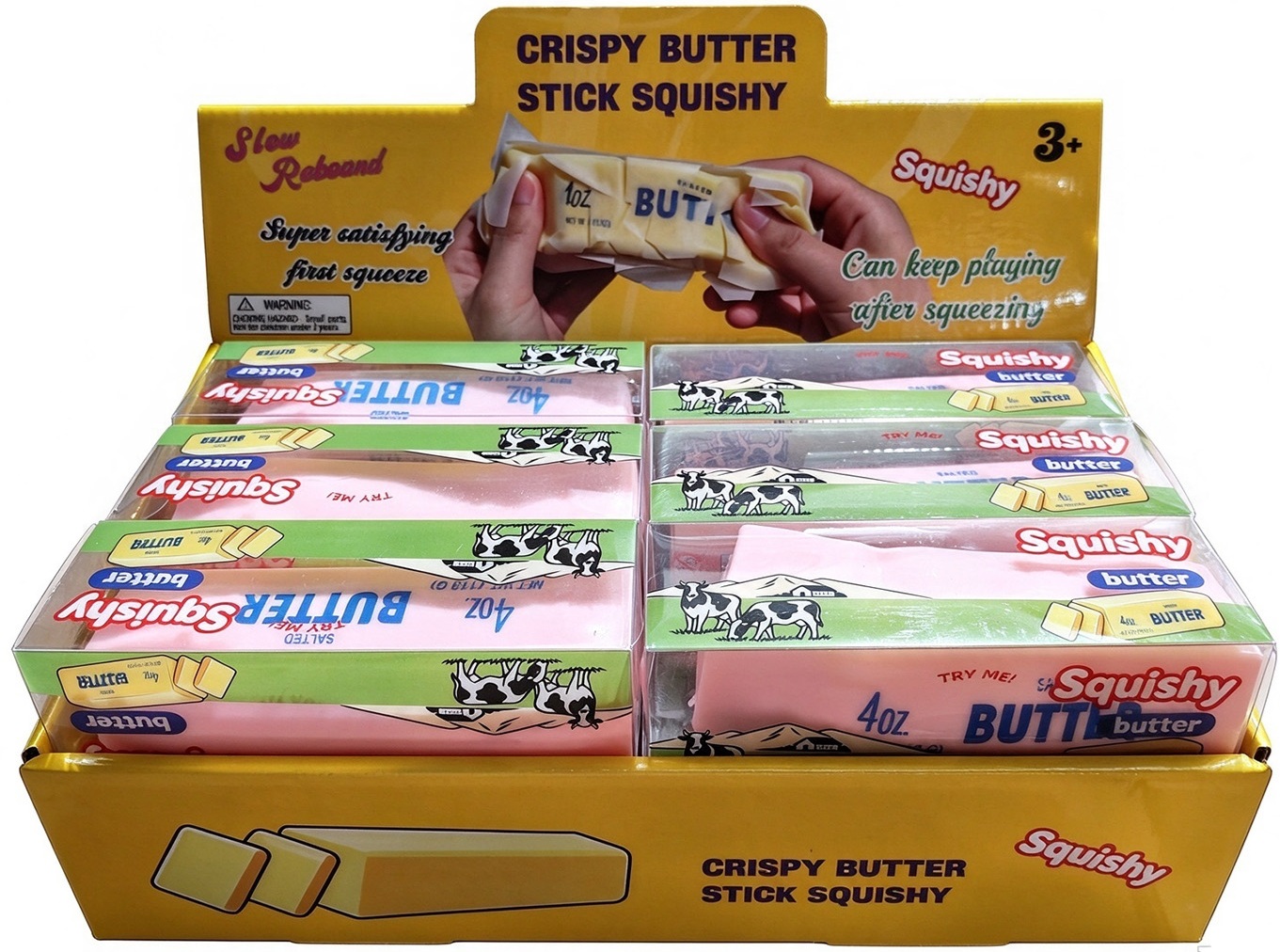 Q-F7.2  TOY2610-320-Pink Crunching Squishy Butter 13cm - 12pcs