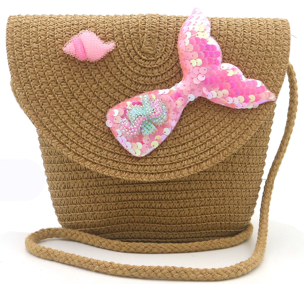 T-L4.1 BAG1120-004-3 Woven Kids Bag Mermaid 19x15x5.5cm Brown