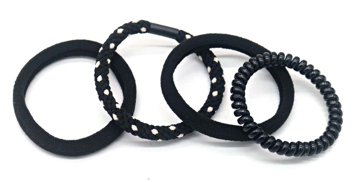 X-N2.2 H712-003 No. 2 Hair Elastics Set 4pcs  Black